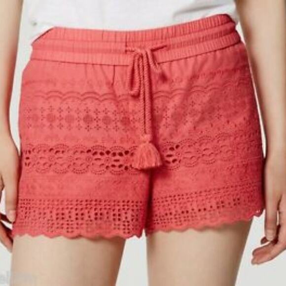LOFT Eyelet Lace Drawstring Shorts Size Small - Picture 1 of 8
